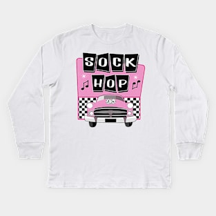 50s Sock Hop Dance Retro 1950s Party Doo Wop Pink Kids Long Sleeve T-Shirt